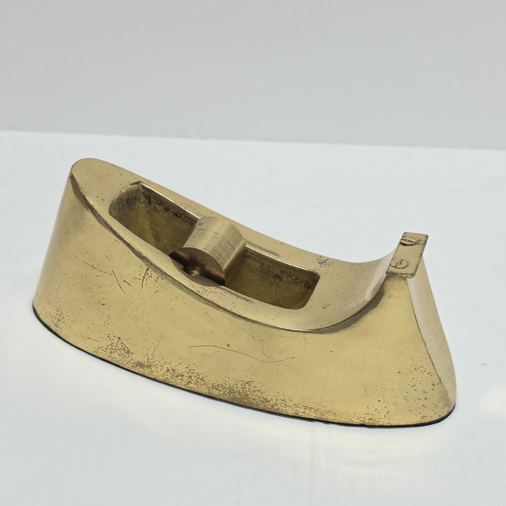 Vintage Gatco Brass Desk Top Tape Dispenser Tabletop Tape Holder 70s